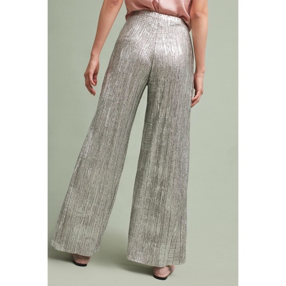 Anthropologie Silver Metallic Elevenses Pants